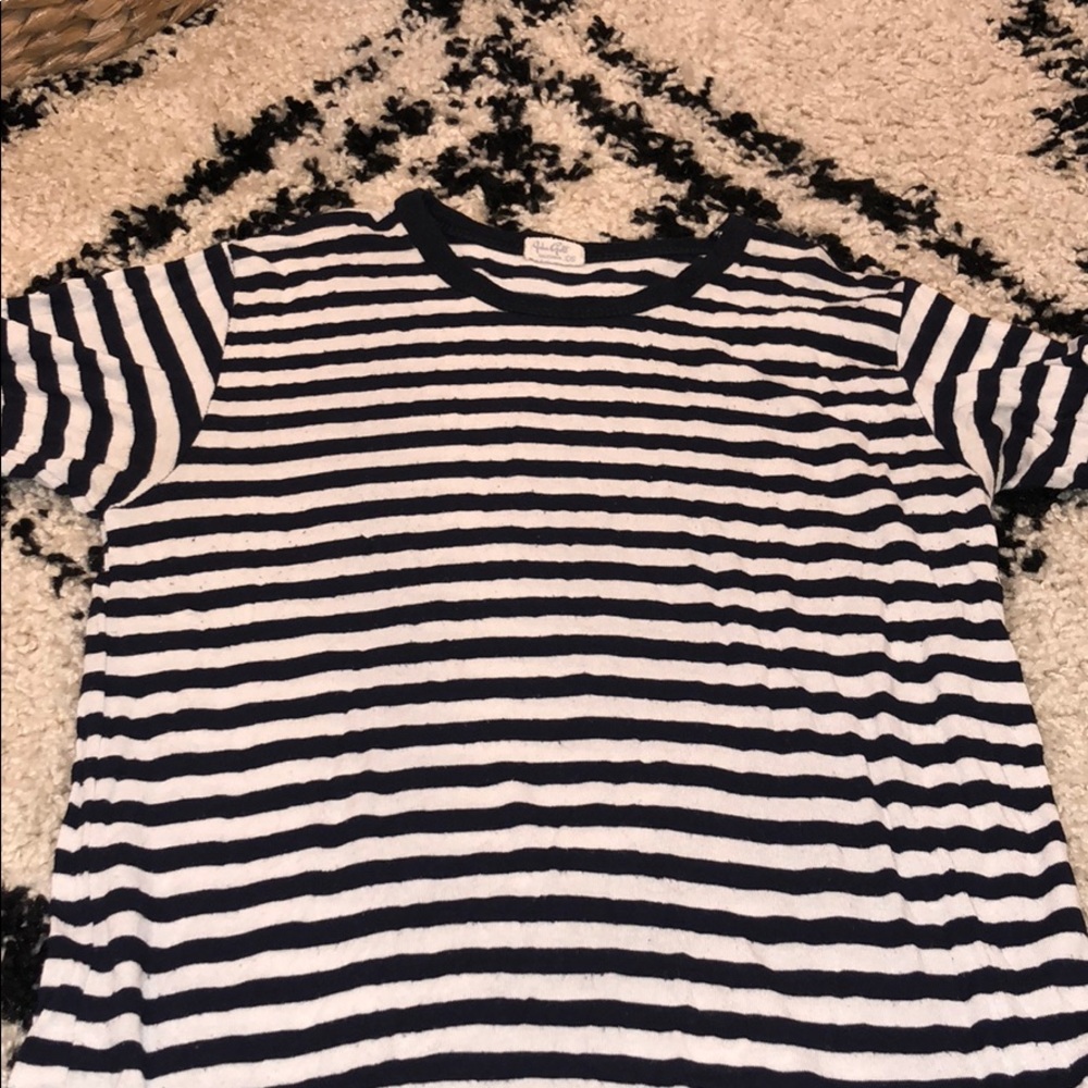brandy melville navy blue and white stripped tee